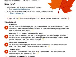 Fall Hire Quick Reference Guide